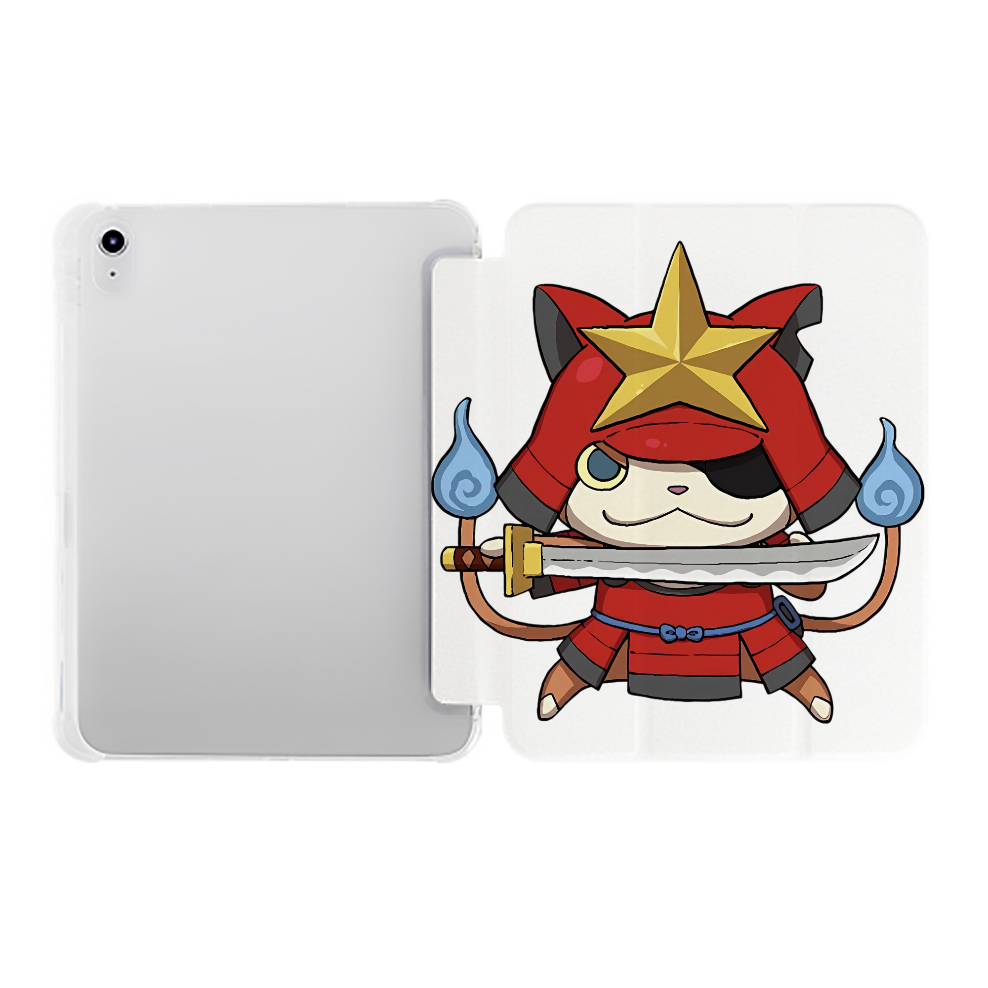 （画像用） 妖怪ウォッチ Yo-kai Watch IPad ケース ペン収納付き 三つ折りスタンド PUレザー×シリコン 対応機種9.5/10.5/10.9インチ